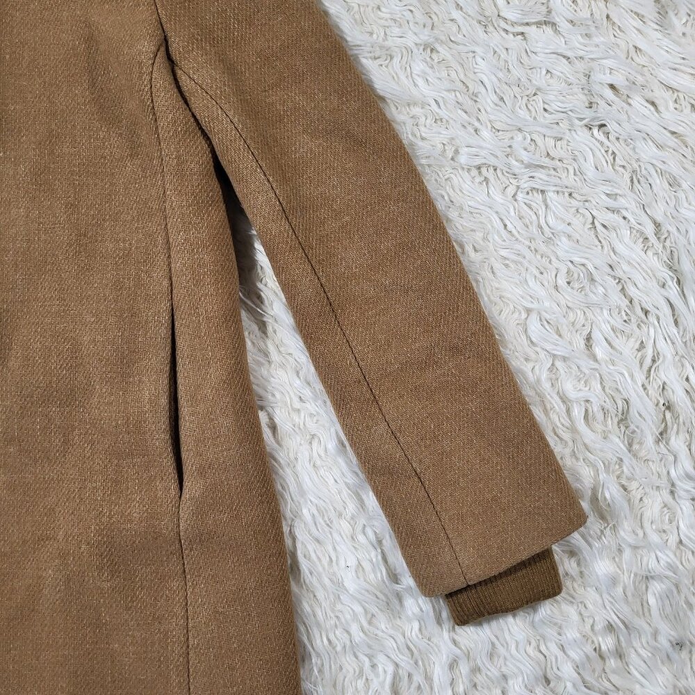 J.Crew Coat Womens 0 Lodge Italian Wool Camel Heather‎ Acorn Zip Up Coat #K0896 - Picture 4 of 16